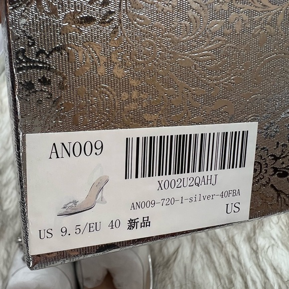 Wetkiss Women's Transparent Heel 4” Crystal Rhinestone Pointed Toe Size 9.5 - Picture 6 of 8